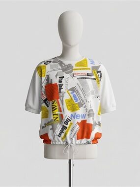 Graphic Streetwear Drawstring Hem Top Plus Size 2X Oversized Y2K Urban Tee